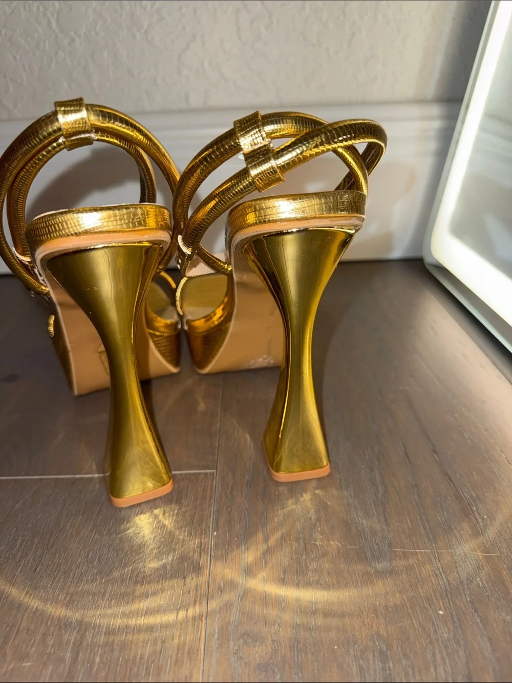 Gold Platform Slingback Heels - Women
